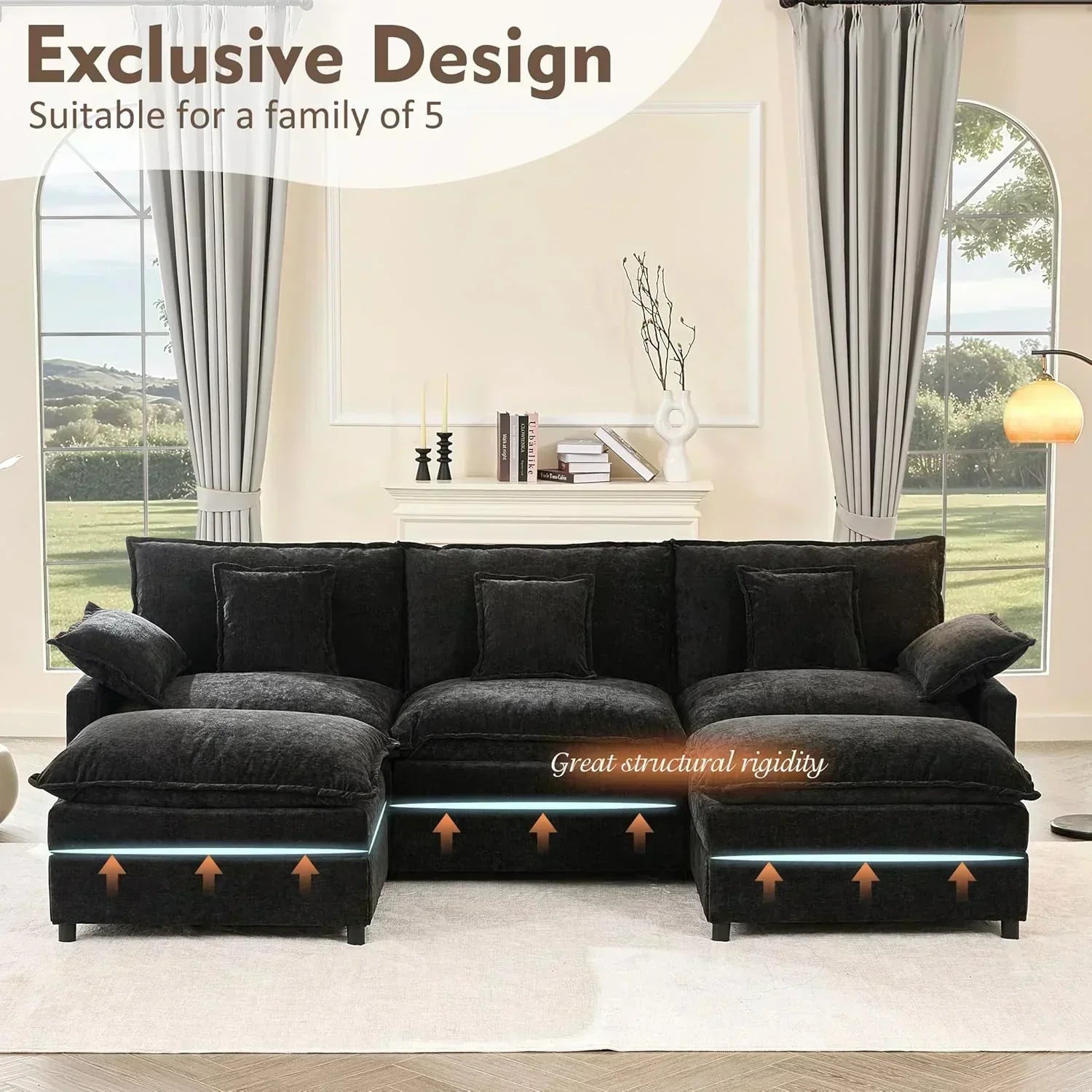 108" U-shaped sofa modular sofa Comfortable cloud sofa