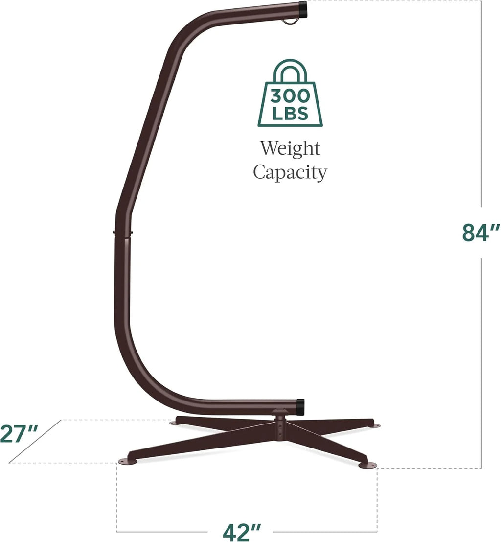 Best Choice Products Metal Hanging Hammock C-Stand for Chair/Weather-Resistant Finish, Offset Base - Stand Only - Black