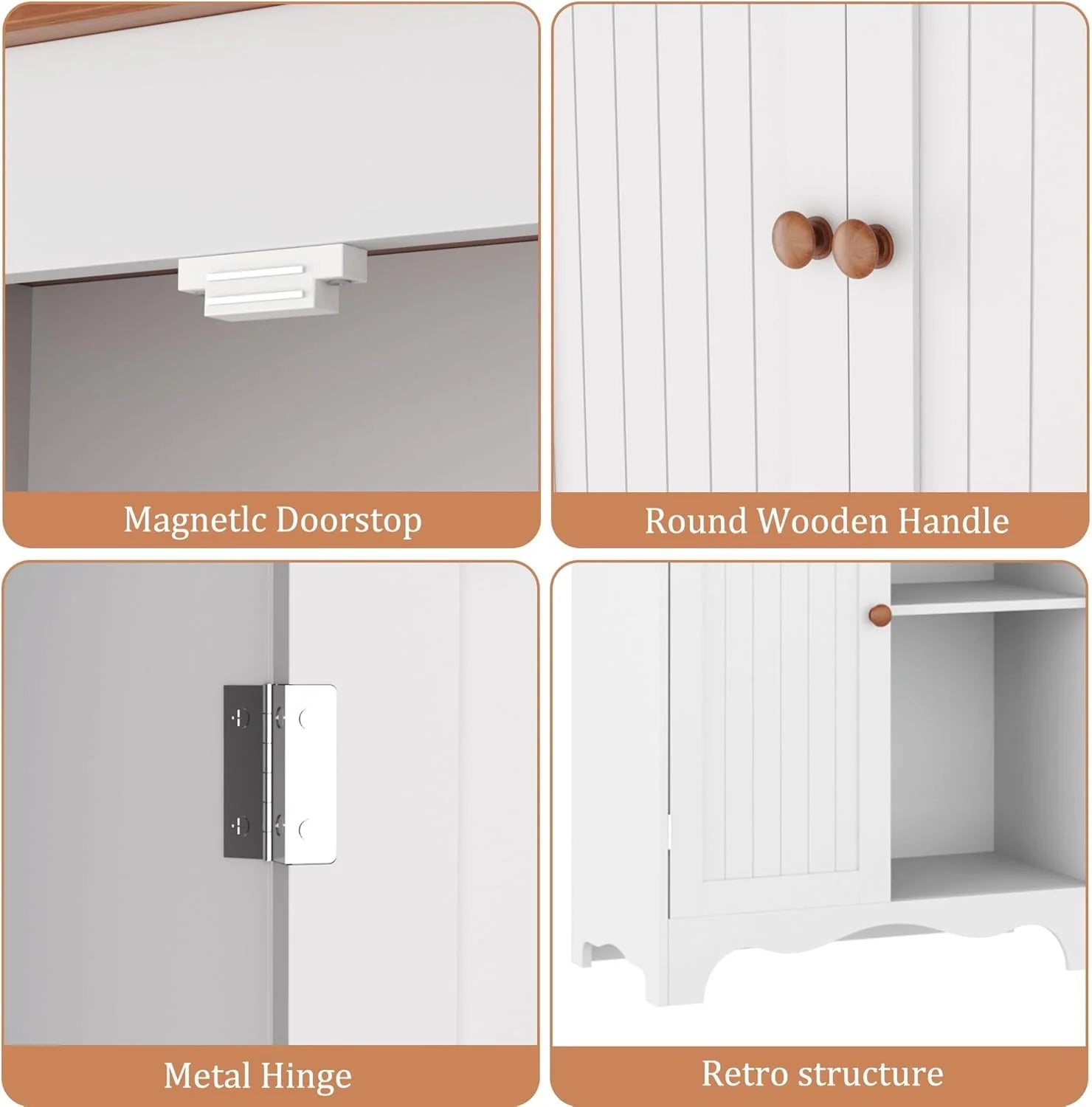 Tall Pantry Cabinet, Freestanding Storage Cabinet, Wooden Kitchen Pantry with 4 Doors and 5 Shelves, 72" Floor Cabinet Organizer