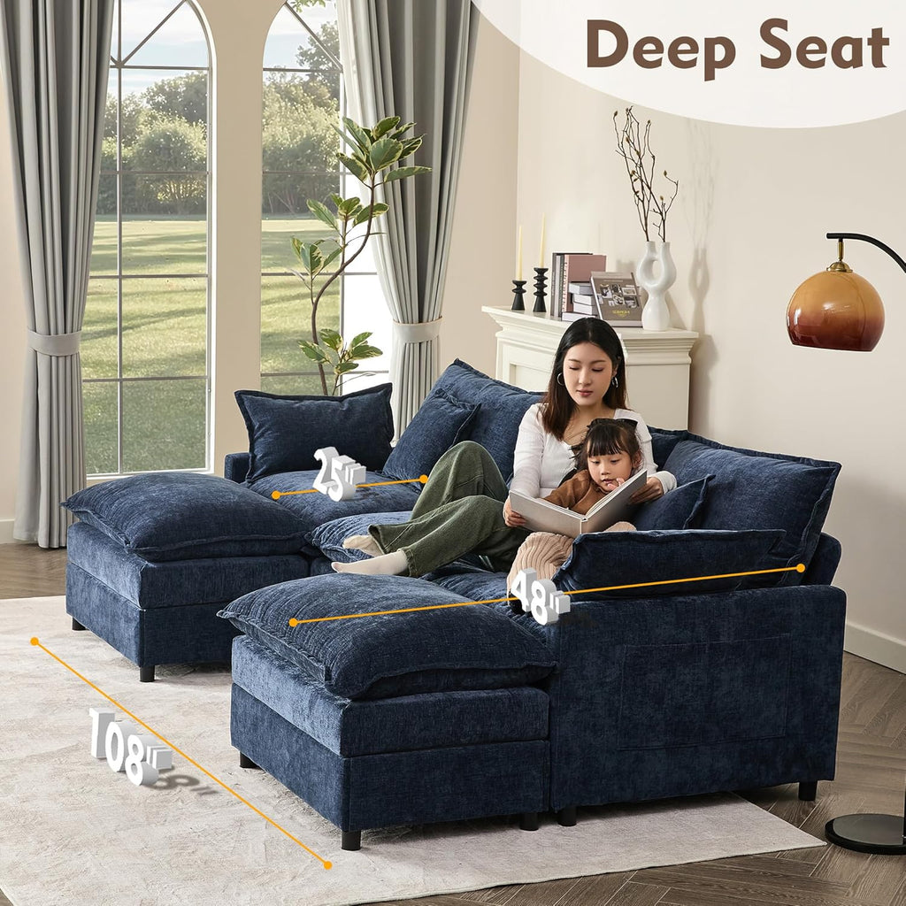 108" U-shaped sofa modular sofa three-seater comfortable cloud sofa