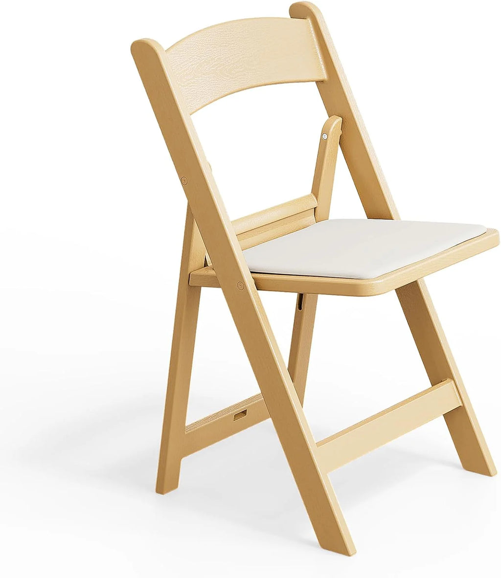 VINGLI Resin Folding Chair with Cushion Foldable Plastic Chair with Comfortable Cushioned Seat