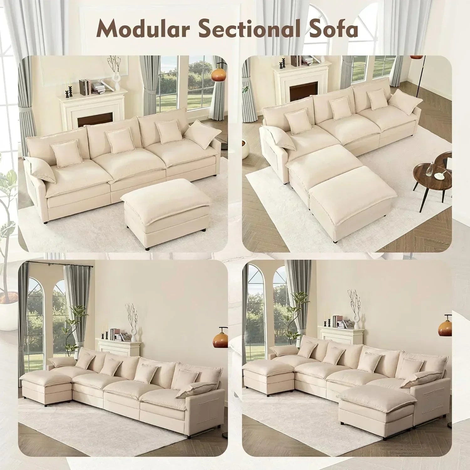 108" U-shaped sofa modular sofa Comfortable cloud sofa