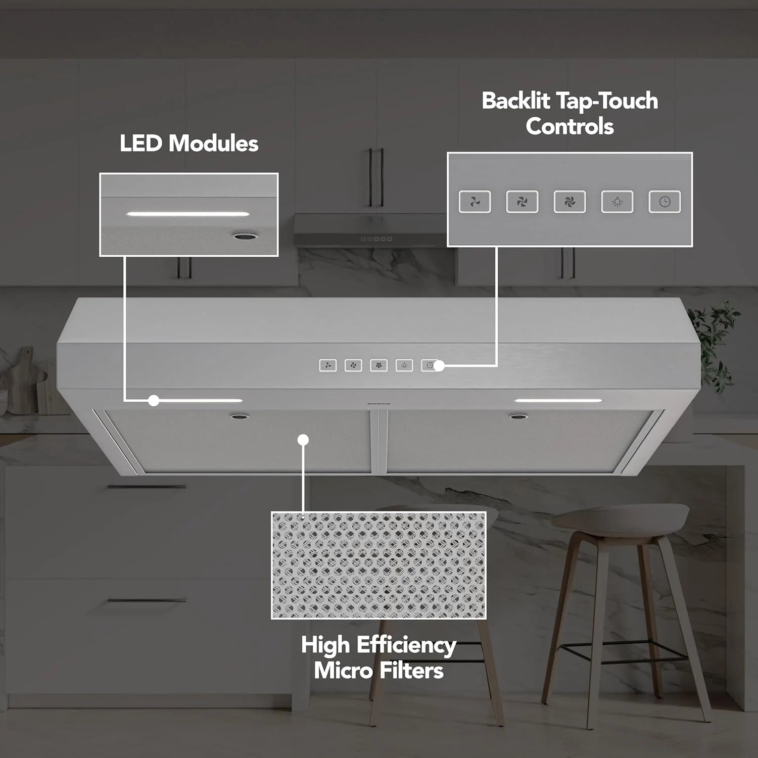 Broan-NuTone Three-Speed Glacier Undercabinet Range Hood with LED Light, ADA Compliant