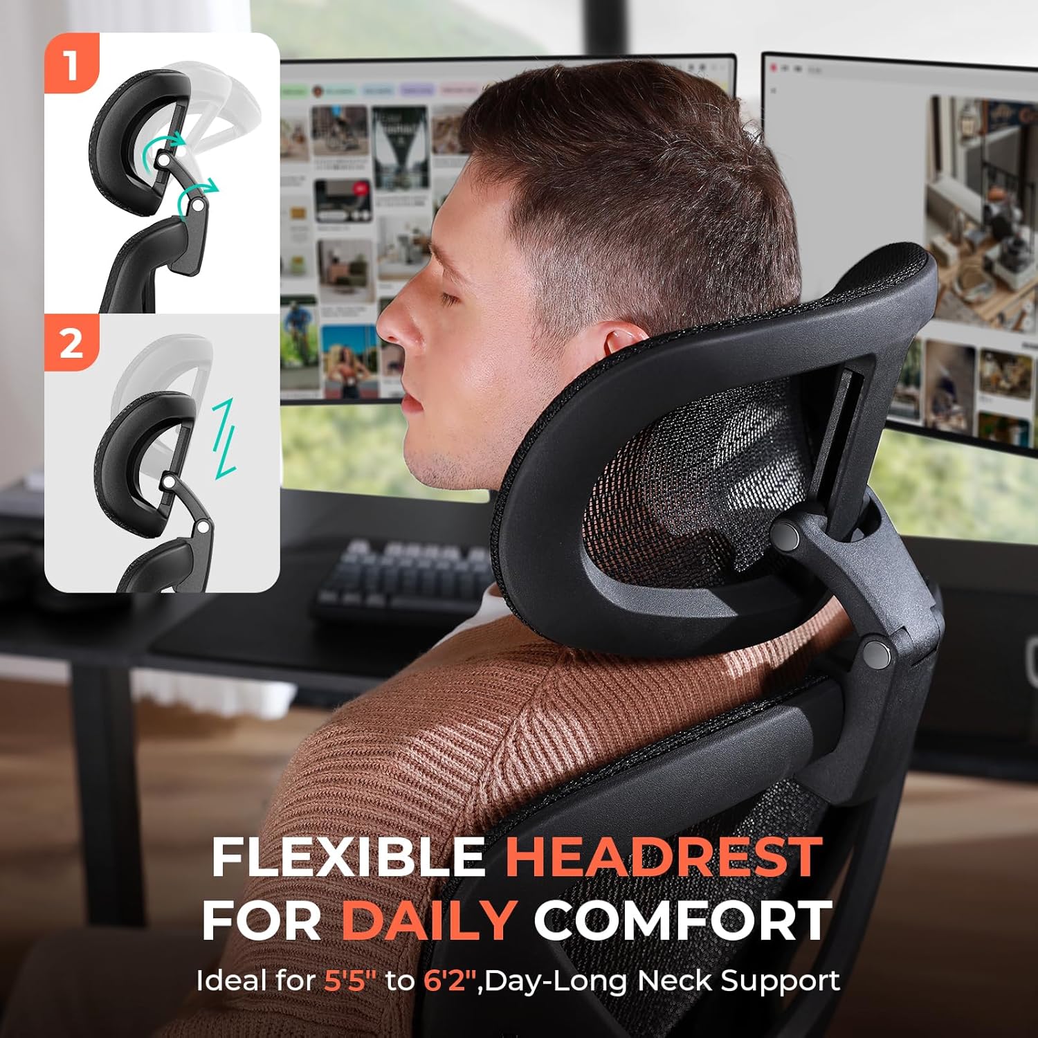Ergonomic Mesh Office Chair with Adjustable Lumbar High Back Desk Chair 400 lbs