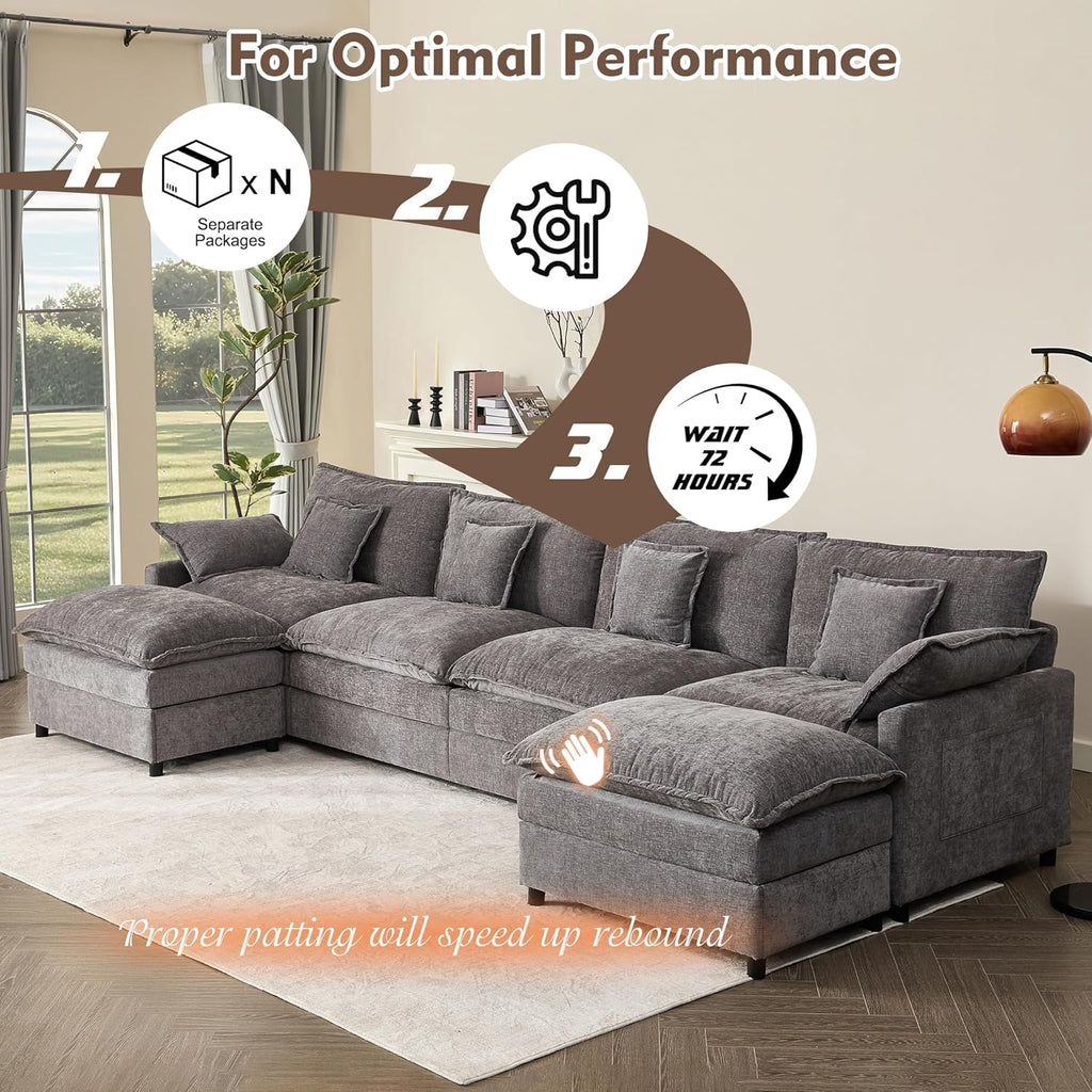 108" U-shaped sofa modular sofa three-seater comfortable cloud sofa