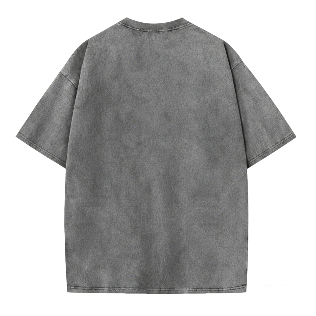 Japanese Style Grumpy Frog Print Washed T-shirt
