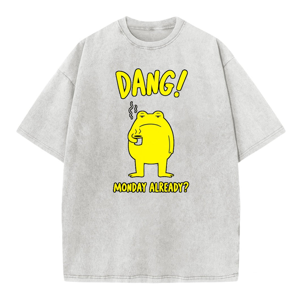 Monday Blues Relatable Frog Acid Washed T-shirt