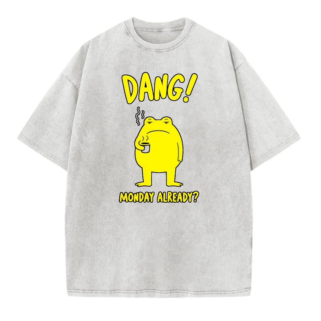 Monday Blues Relatable Frog Acid Washed T-shirt