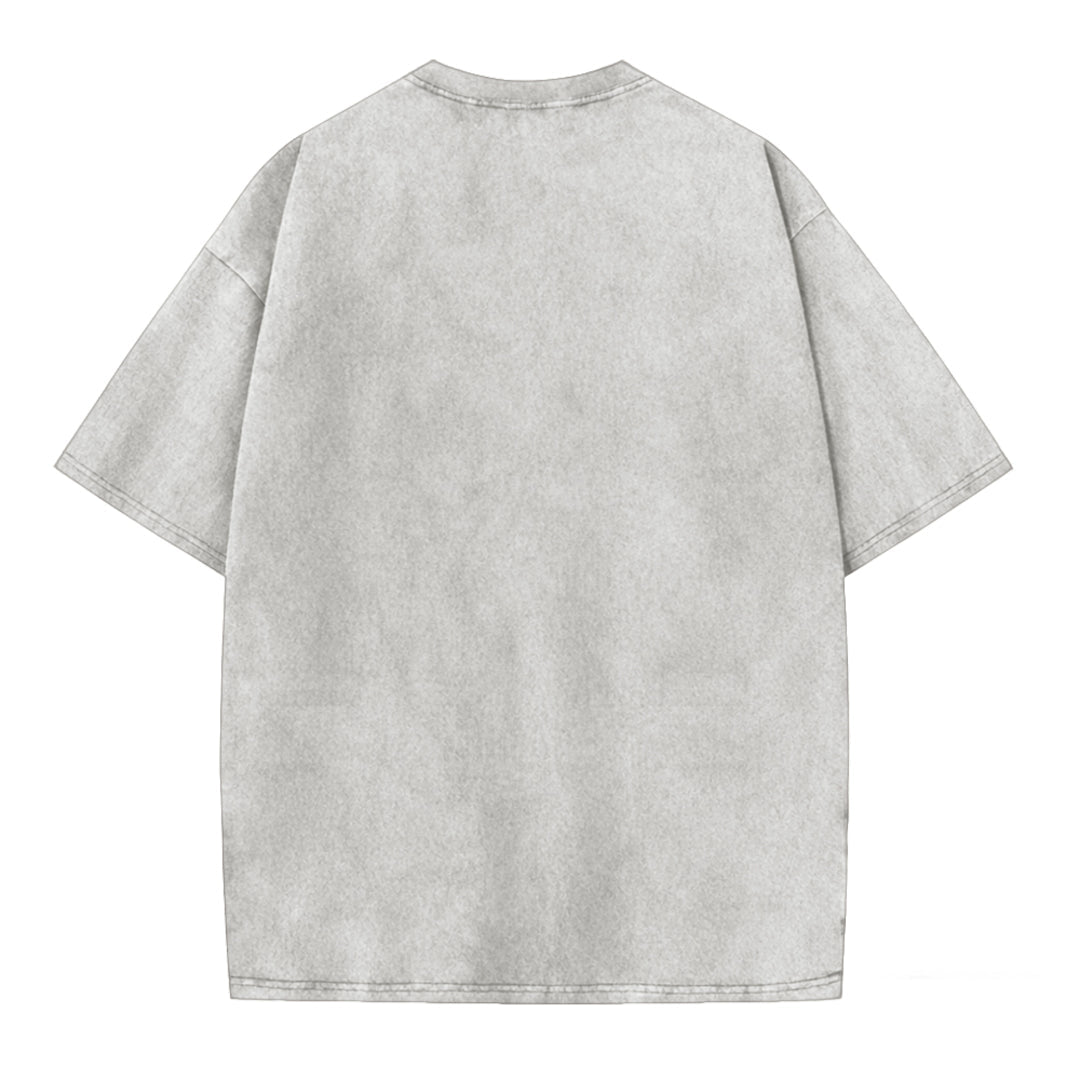 Japanese Style Lucky Frog Funny Print Washed T-shirt