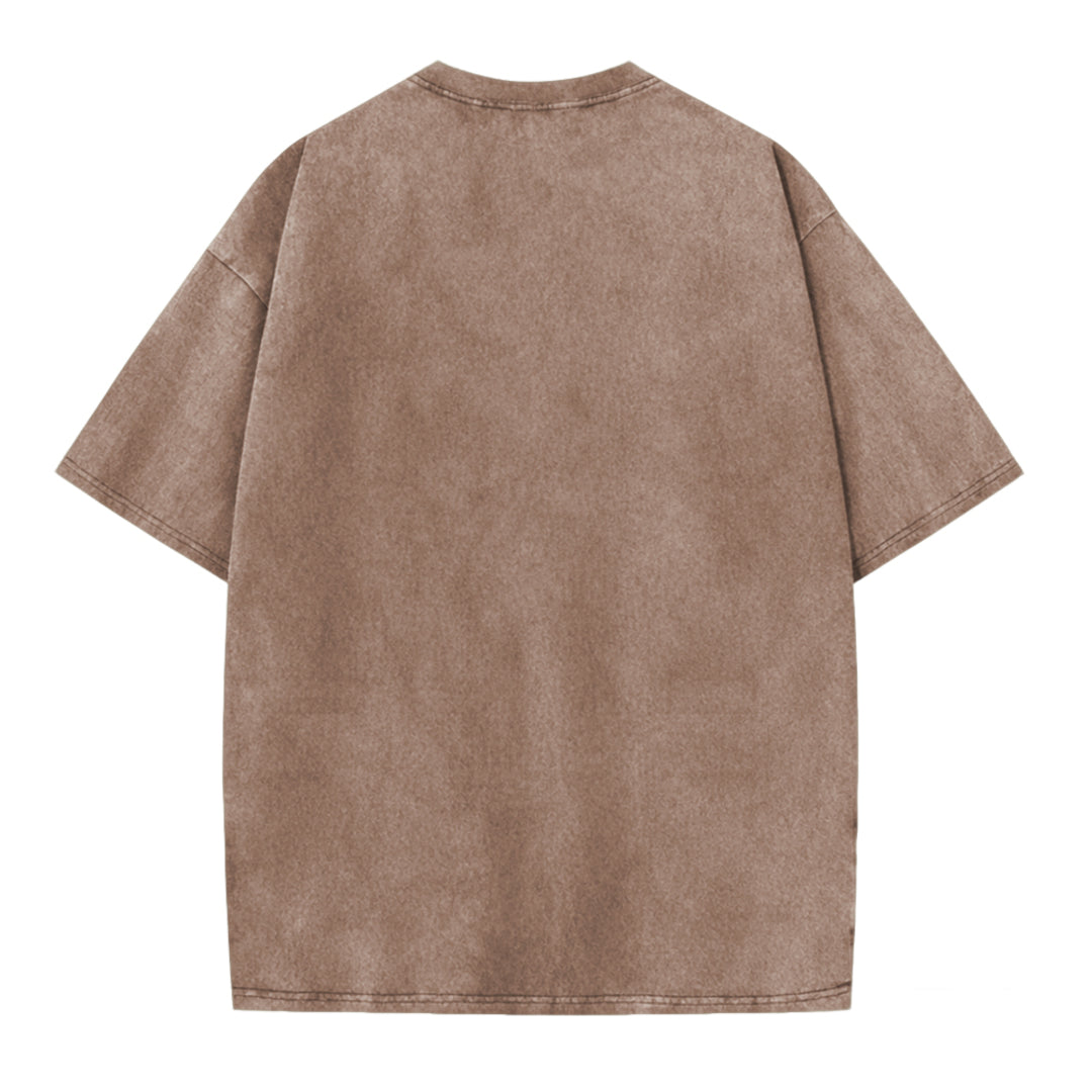 Japanese Style Lucky Frog Funny Print Washed T-shirt